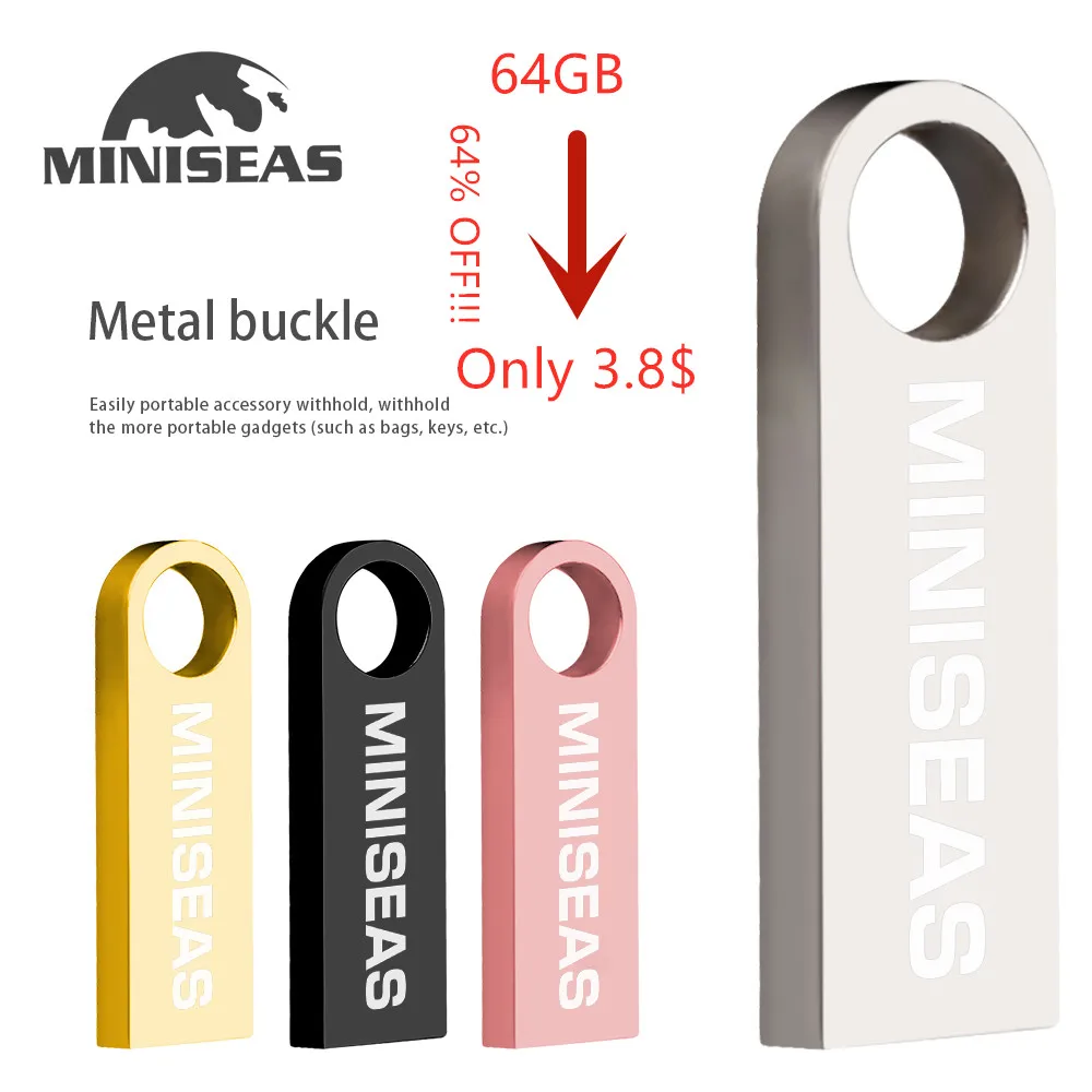 Новинка usb флеш-накопитель Miniseas 64 ГБ 32 16 8 4 Гб флешка водонепроницаемый