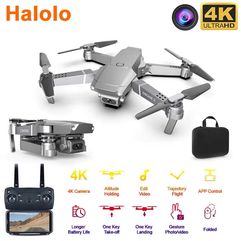 Мини-Квадрокоптер Halolo E68 складной с поддержкой Wi-Fi FPV и широкоугольной камерой HD 4K