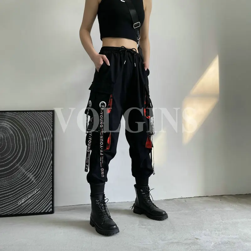 Брюки-карго женские в стиле хип-хоп, уличная одежда, модные джоггеры,повседневные брюки-султанки в стиле Харадзюку, свободные штаны с завышеннойталией, 2023