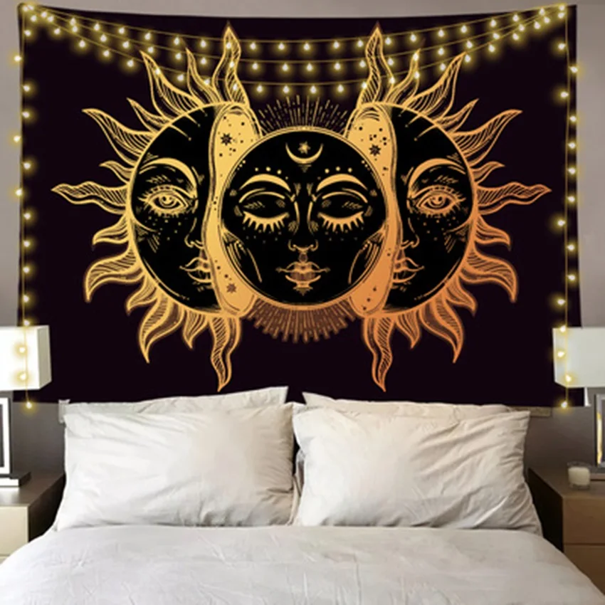 

Mandala Tapestry Sun and Moon Tapestry Wall Hanging Gossip Tapestries Wall Rugs Dorm Decoration Blanket