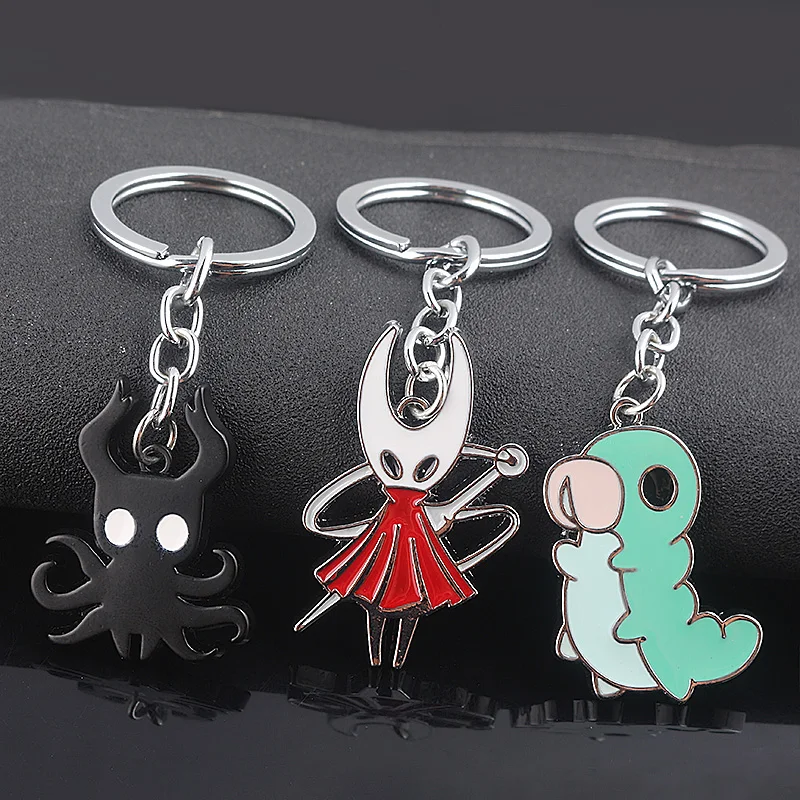 

Game Hollow Knight Enamel Keychains Cartoon The Pale king High Quality Car Key Chain Accessories Halloween Gift
