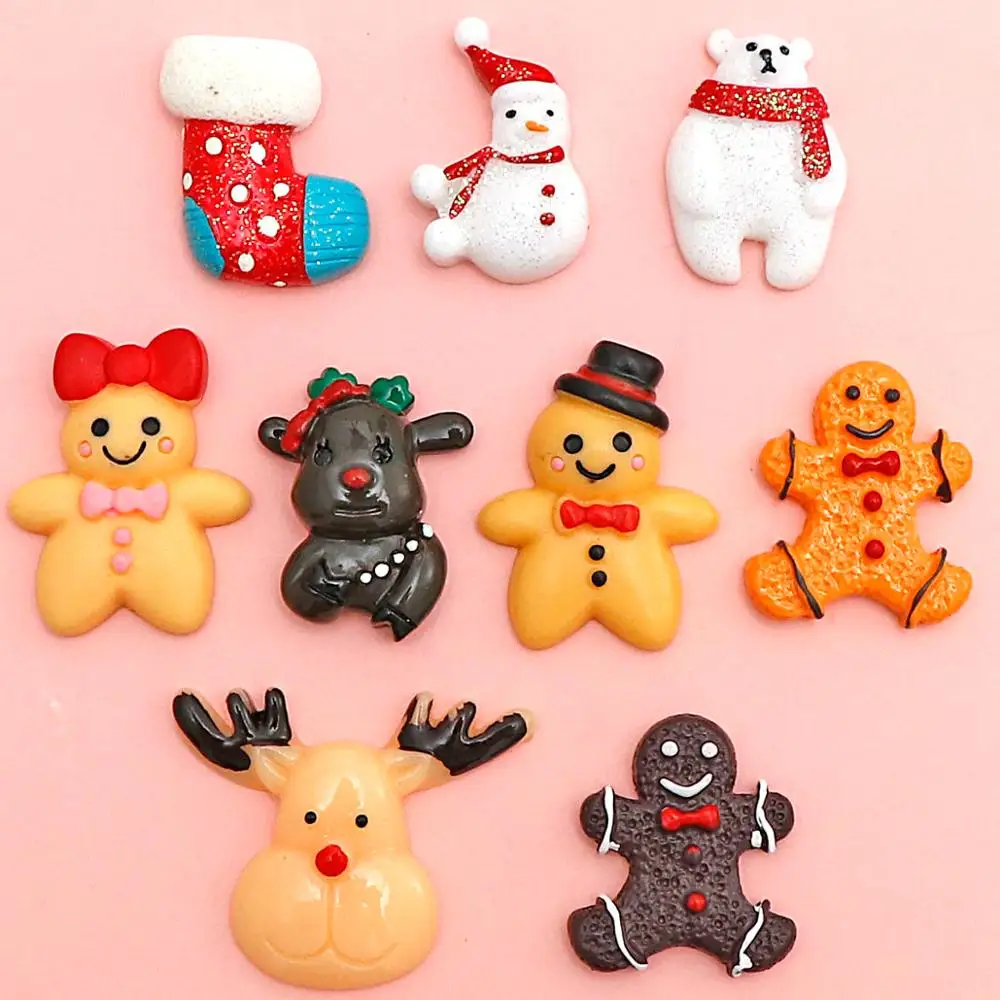 20 шт Рождественский Снеговик печенье Смола Flatback Кабошон украшения для