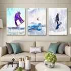 Абстрактный Сноубордист плакат лыжи украшение для Снежной Горы и лыж картина в скандинавском стиле украшение для гостиной и спальни без рамки