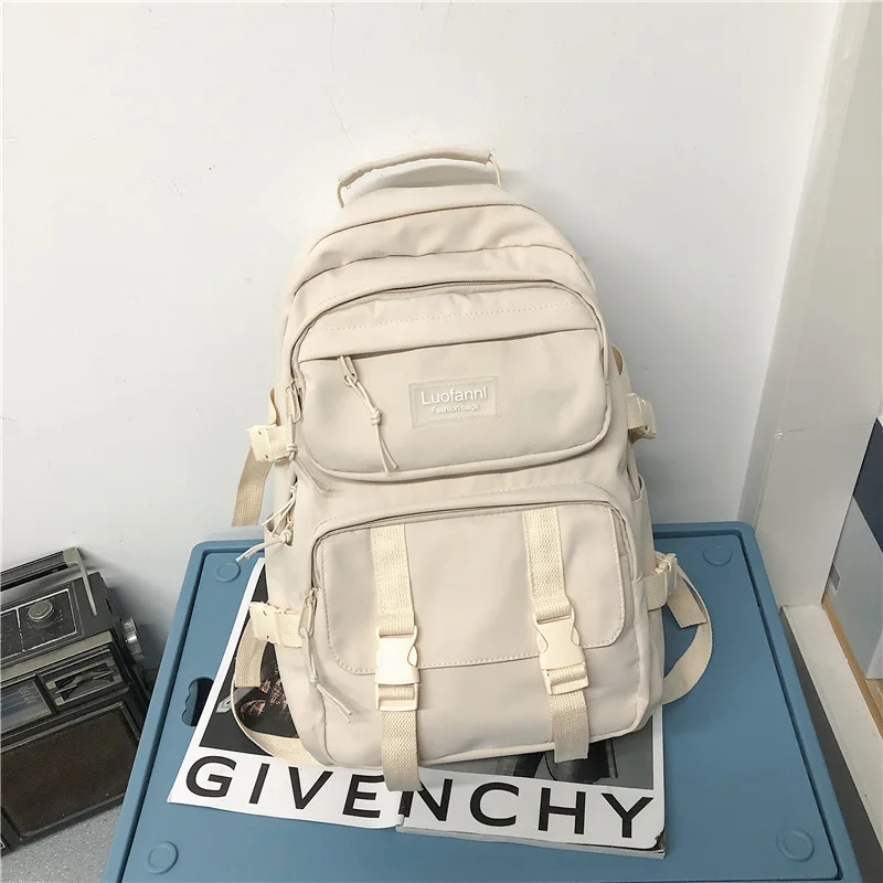 

New Waterproof Nylon Women Backpack Solid Color Casual Backpacks for Teenagers Girl 2021 Women Large Capacity Ladies Schoolbag
