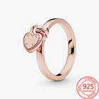 S925 Стерлинговое Серебро в форме сердца висячий замок кольцо из розового золота