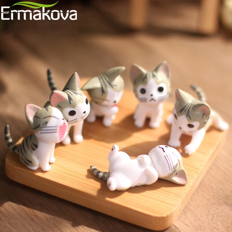ERMAKOVA 6 шт./партия фигурка кота маленькая статуя милая животного мультяшная