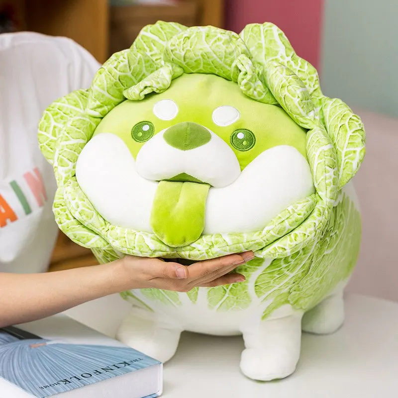 

Милая зелено-белая китайская капуста, собака, плюшевая игрушка, мягкие Мультяшные растения, набивные куклы, удобная подушка, подарки, 22-55 см