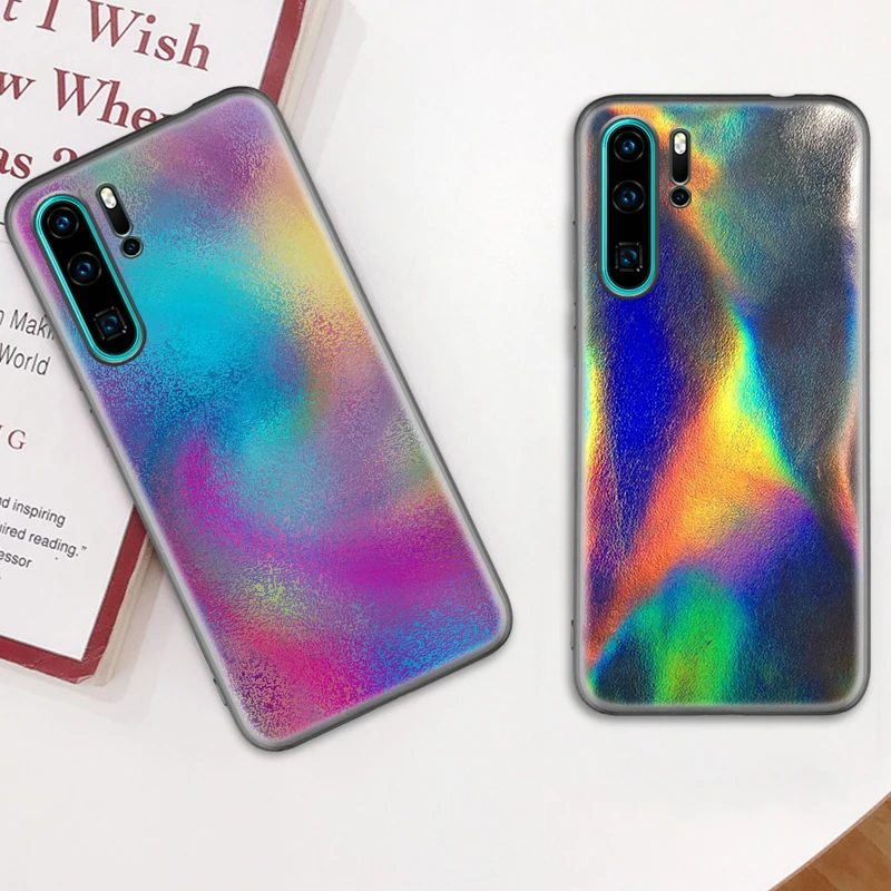 

Glitter Bling Laser Case For Huawei P30 P40 Lite 5G P20 Pro P Smart 2021 S Z Plus 2019 Black Silicone Shell Phone Covers