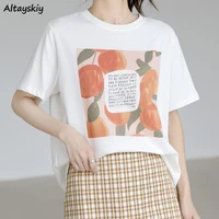 t shirts women ulzzang ins fruit printed sweet loose comfortable casual ladies tops daily summer streetwear simple all match