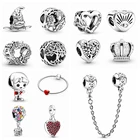 100% Стерлинговое Серебро 925 пробы, бусины-шармы в виде рождественских шаров мечты, подходят для браслетов Pandora для женщин, сердце, мальчик, жизнь, дерево, DIY ювелирные изделия