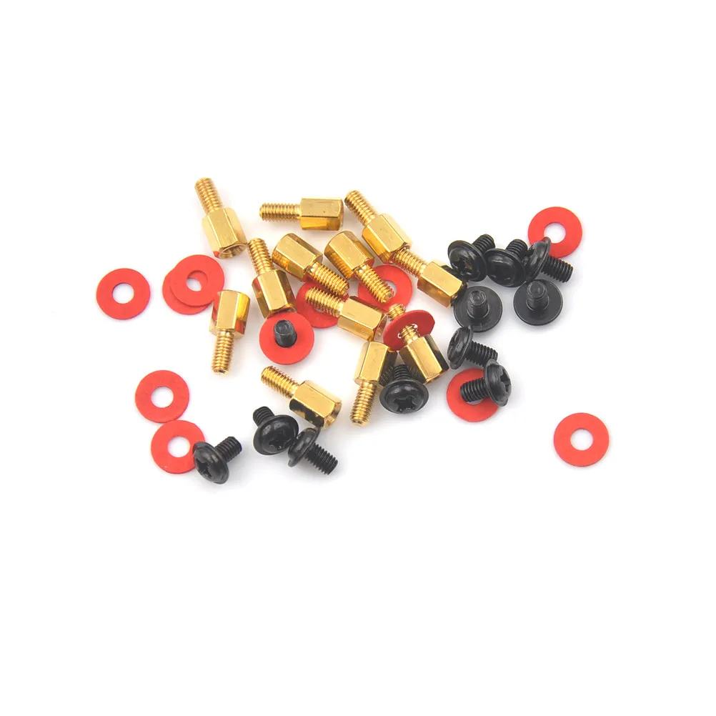 

12pcs Golden Motherboard Riser+Silver Screws Computer Red Washers Kit 6.5mm 6-32-M3 High Quality