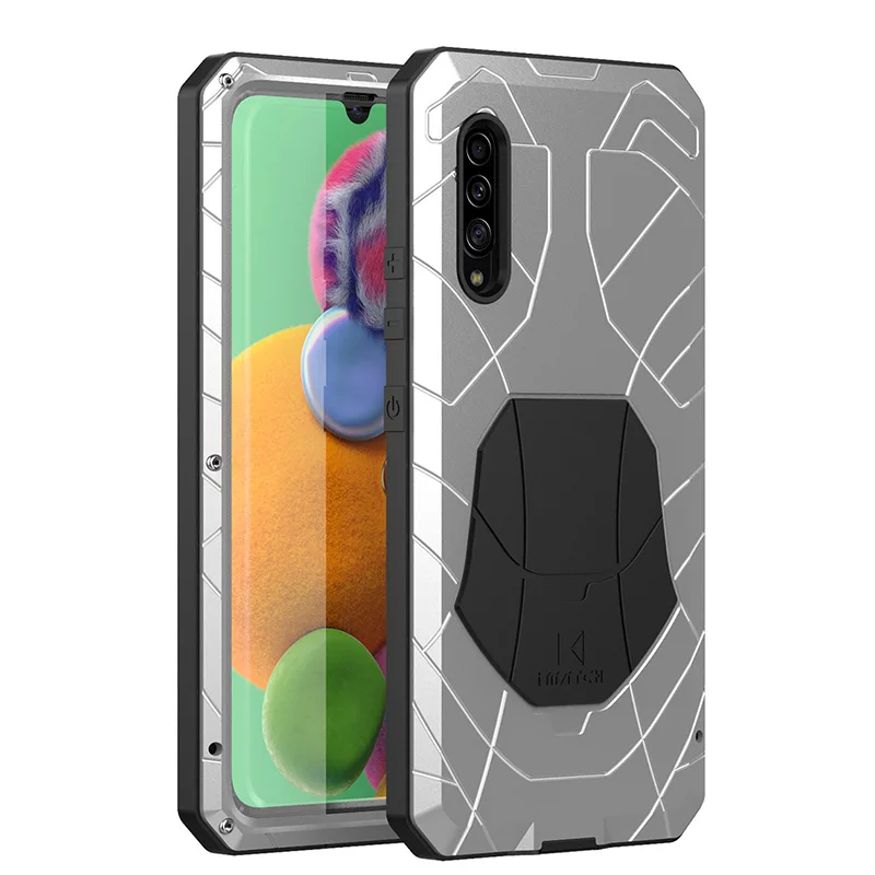 Для samsung Galaxy A90 5G Твердый корпус для телефона Алюминиевый металлический корпус Закаленное стекло Защитная крышка экрана сверхмощный защитный чехол