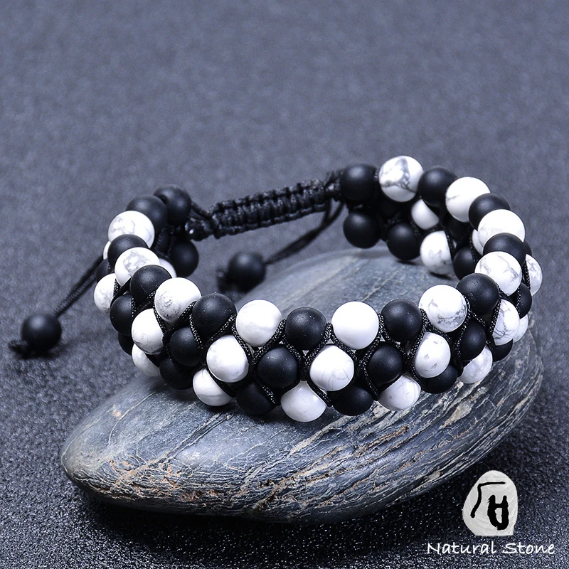 2020 новый дизайн мужские и женские браслеты из натурального камня с бусинами три