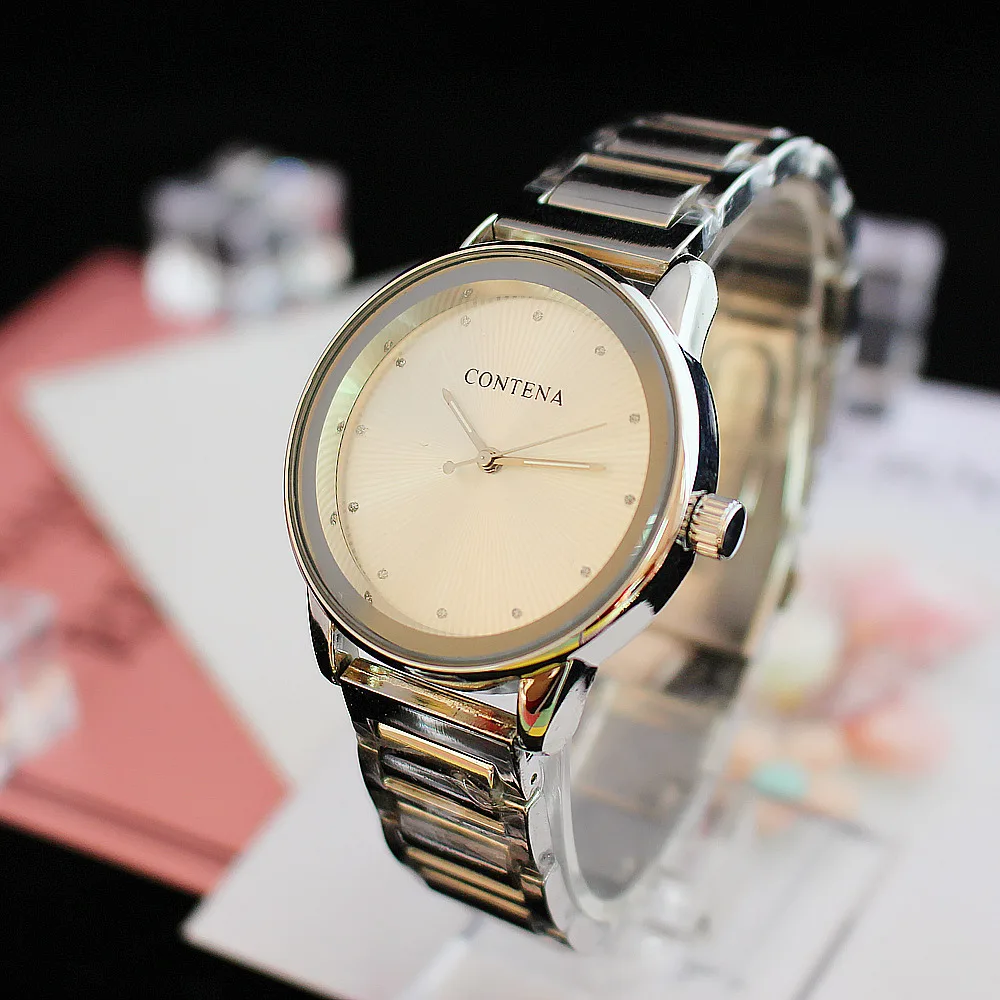 Reloj Mujer 2010 Новые CONTENA женские часы модные серебряные для женского платья подарки