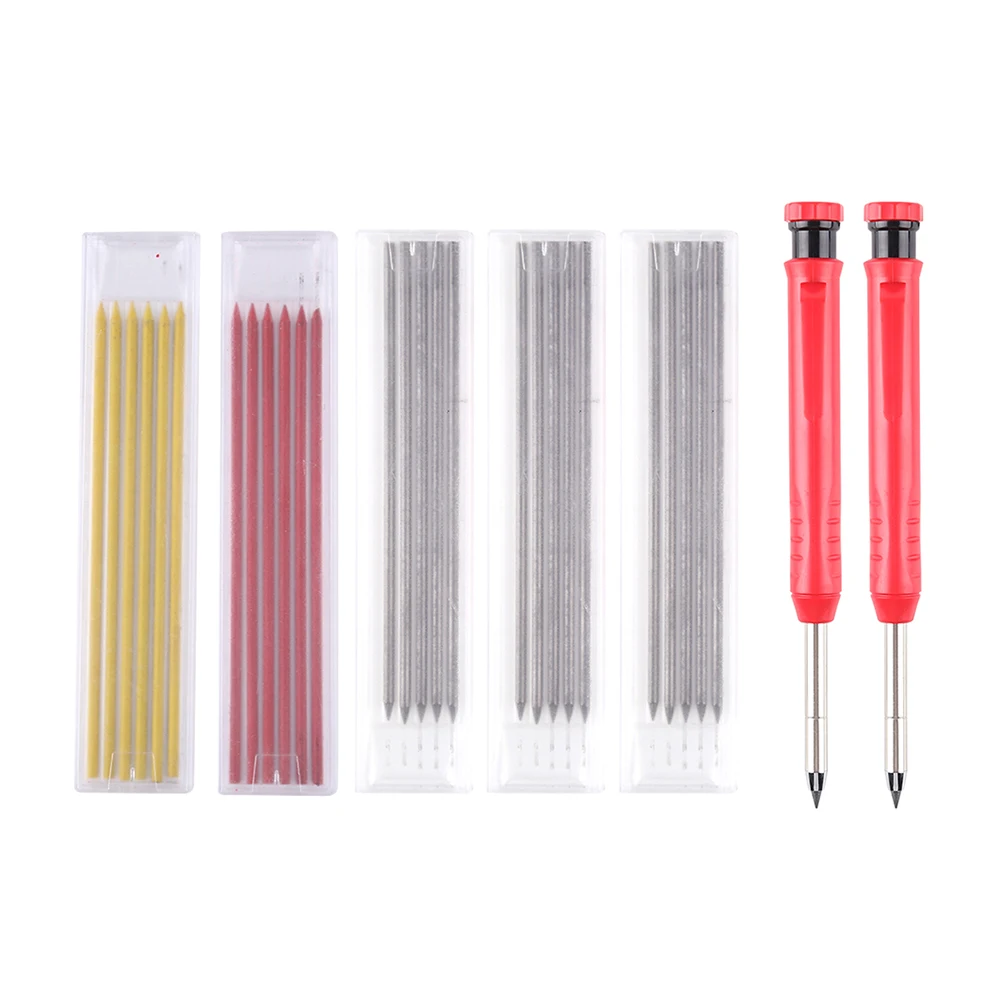 

7pcs Carpenter Long Nose Pencil Set with 30 Refill Woodworking Marking Scriber Built-in Sharpener Mechanical Lead Pen