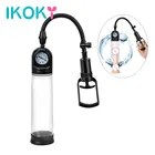 Кольца для пениса IKOKY насос удлинитель мужской мастурбации пенис увеличение мужской t секс-игрушки для мужчин вакуумный насос с манометром