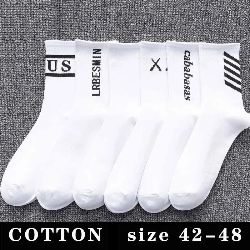 Large Big Plus Size 45 46 48 Business Short Socks White Classic Sox Hip Hop Meias Calcetines Hombre Male Soks