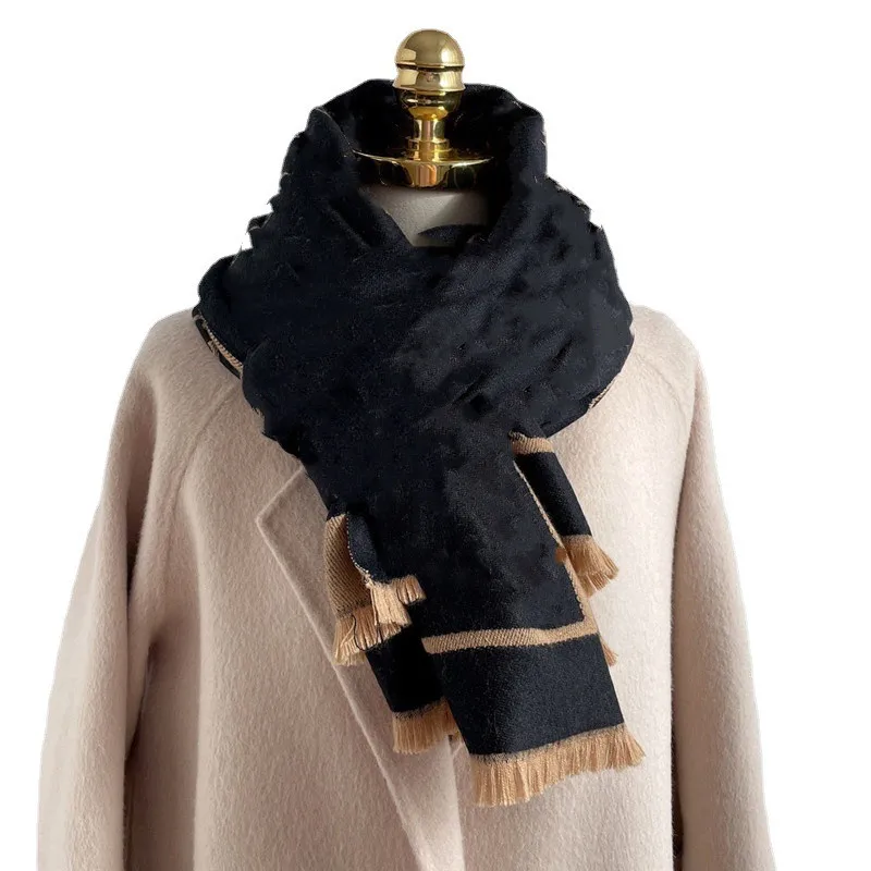 

Imitation Cashmere Scarf Autumn and Winter New Floral Print Long Bib Dual-use Shawl Trend for Women