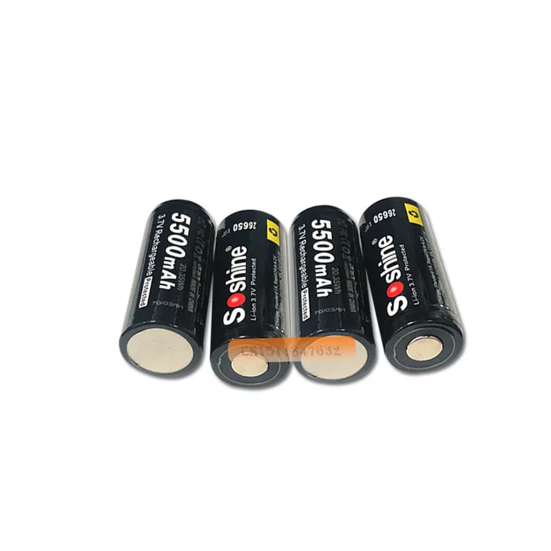 4 шт. Soshine 26650 батарея 5500mAh 3 7 V защищенная литий-ионная аккумуляторная PCB Batteria |