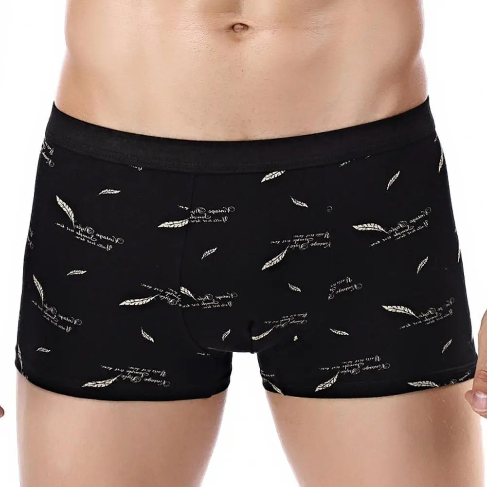 

Men Underwear Floral Print Skin-friendly Cotton Blend U Convex Boxer Briefs for Men Plus Size Underwear Boxers трусы мужские