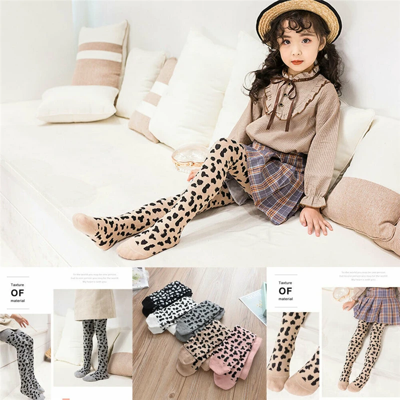 Хлопковые колготки с леопардовым принтом для маленьких девочек теплые леггинсы