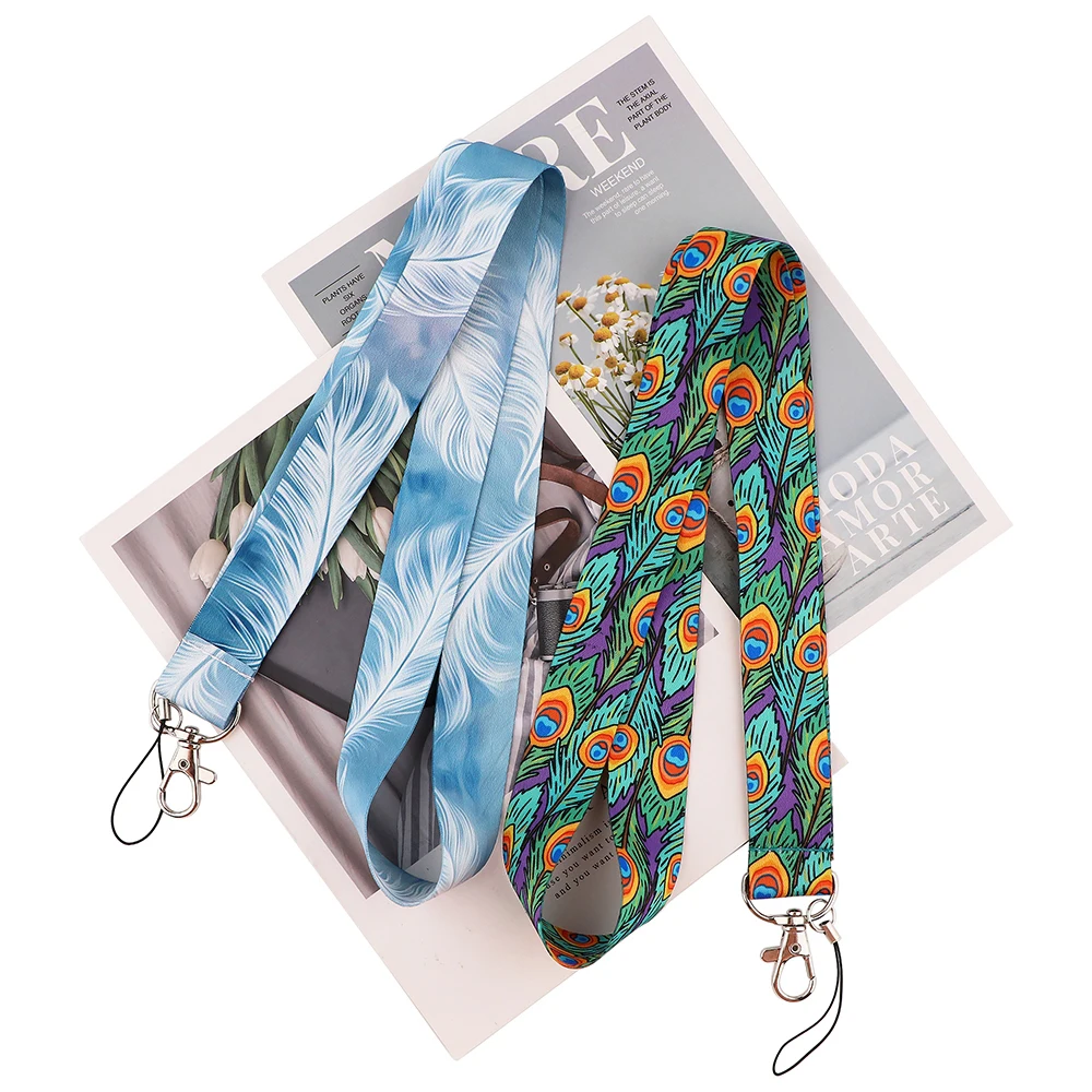 Шнурок JF0246 с красочными перьями для ключей веревка сотового телефона USB
