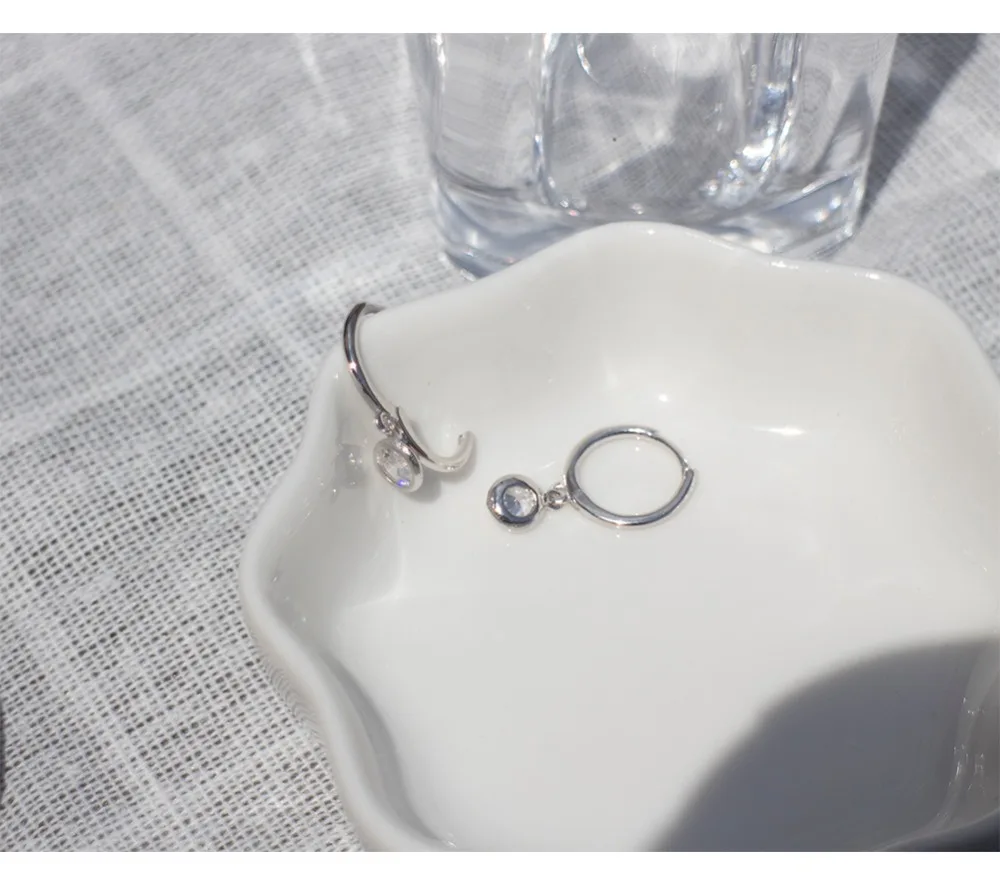 Серьги из стерлингового серебра 925 пробы, Модный Циркон, круглый короткий кулон, круглые серьги, тренд кости, дикие женские серебряные серьги, ювелирные изделия