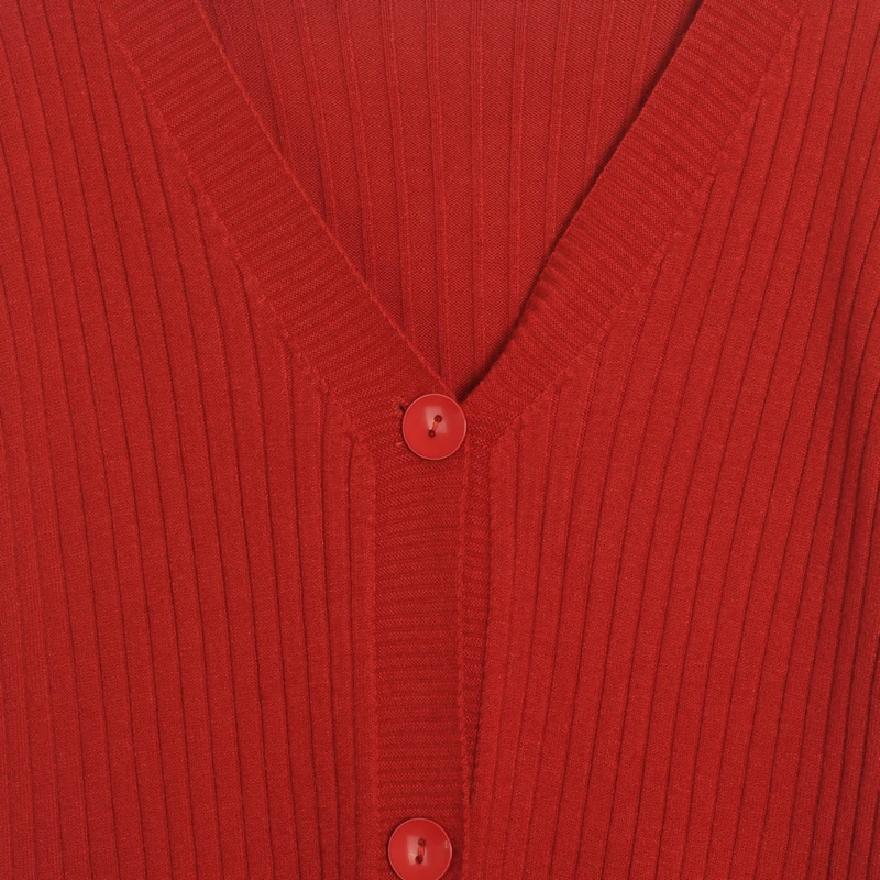 Женский кардиган с v-образным вырезом Wixra однотонный однобортный классический