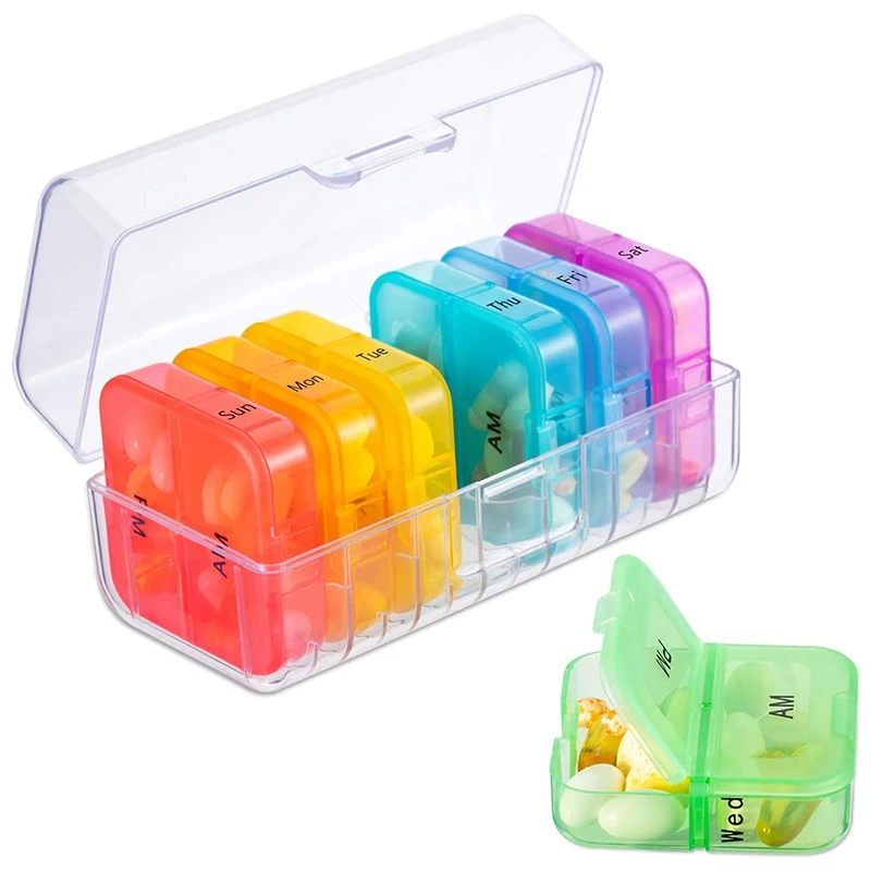 

Weekly Pill Organizer 2 Times a Day, 7 Day Am Pm Pill Box, Daily Am Pm Pill Organizer 7 Day, Portable Vitamin Pill Case
