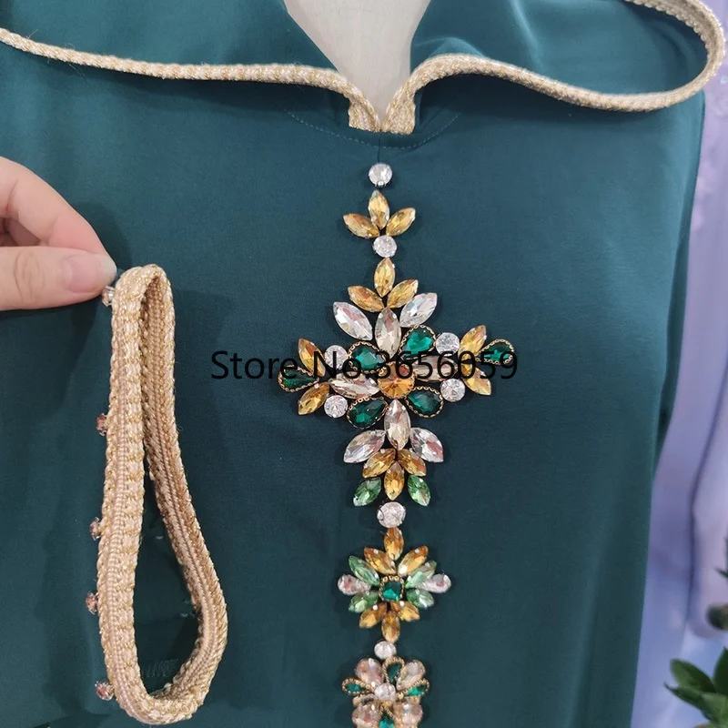 2XL Дубай Abaya Jellaba женская мусульманская Мода Ручная работа Стразы Халат с