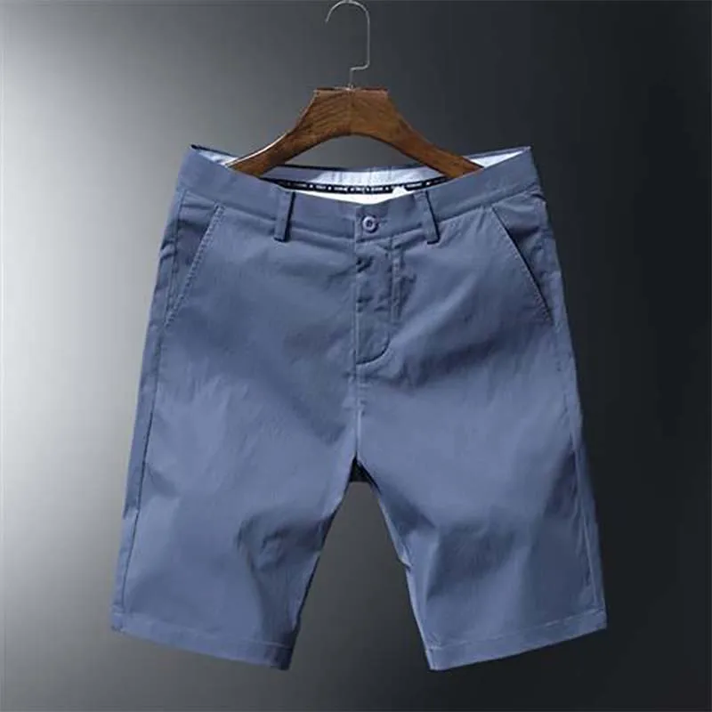 

2020 new summer 100% pure cotton solid color shorts men's high-quality casual business social elastic waist men's shorts multico