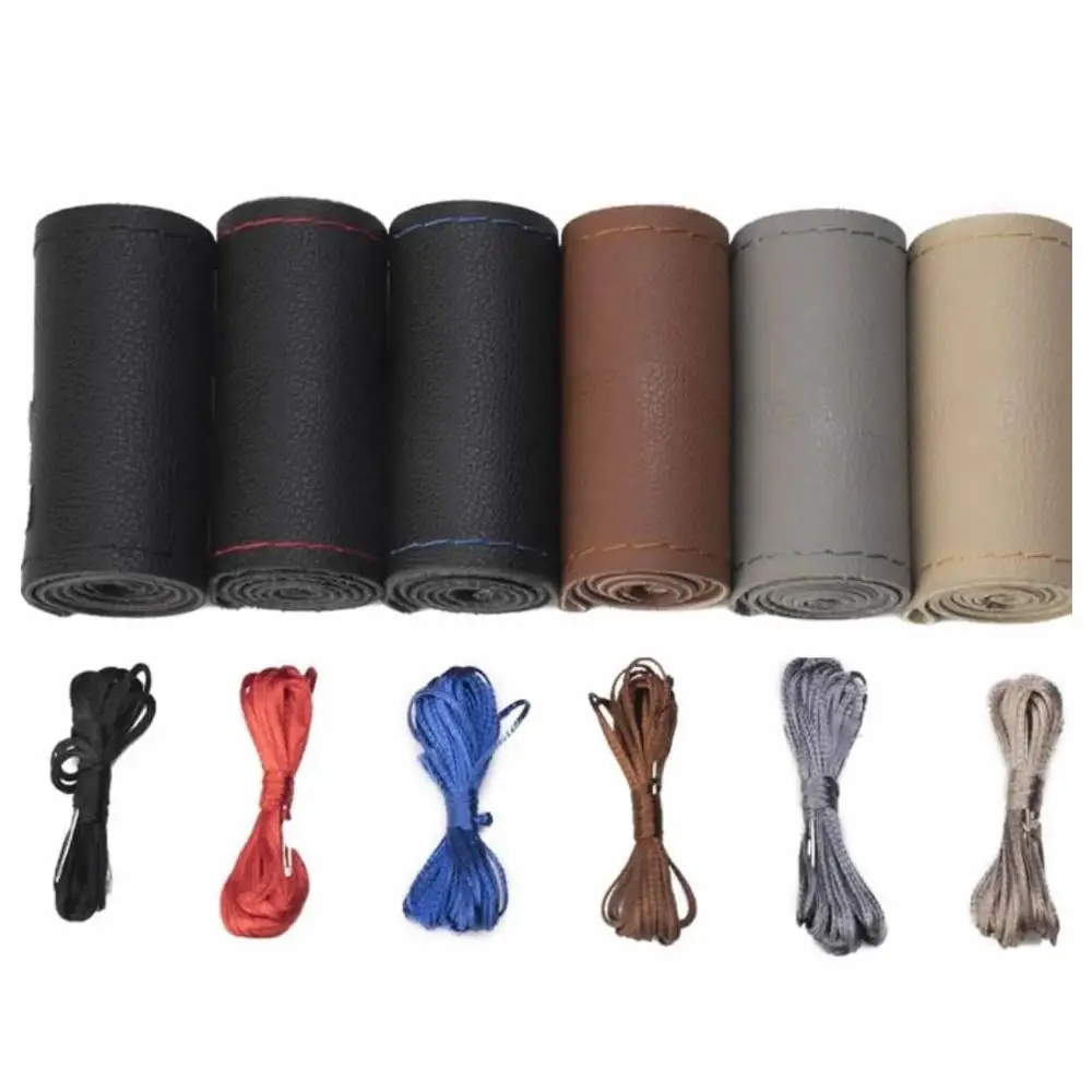 

37/38CM DIY Braid On Thickened Steering Wheel Covers Soft Leather Wheel Covers with Needle and Thread
