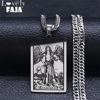 wicca stainless steel tarot temperance statement necklace women sliver color necklace jewelry acero inoxidable joyeria nxh386s03