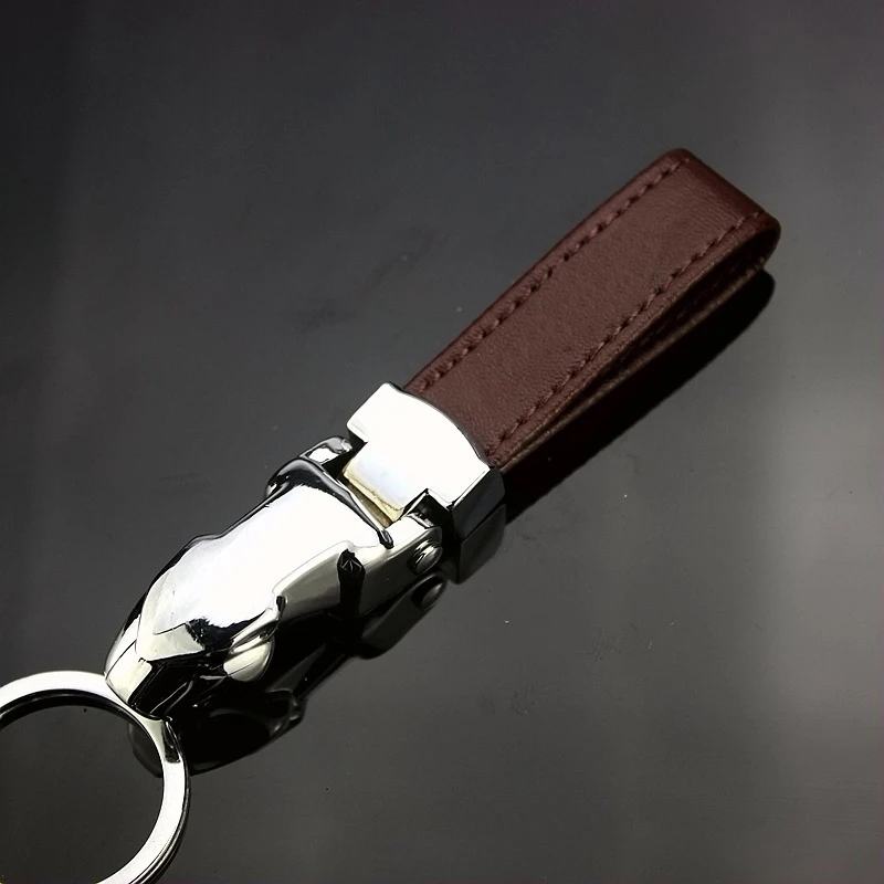 Кожаный брелок с леопардовой головкой из цинкового сплава кольца держатель для