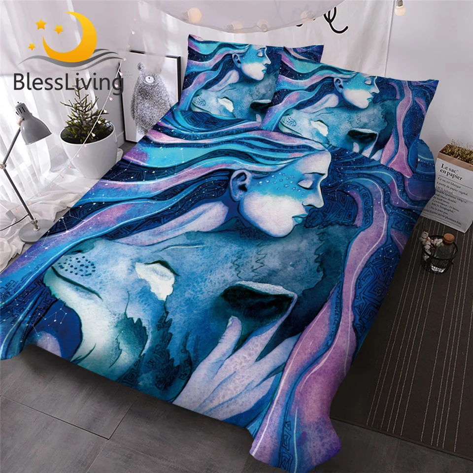 

Комплект постельного белья с пододеяльником и акварелью, размер King