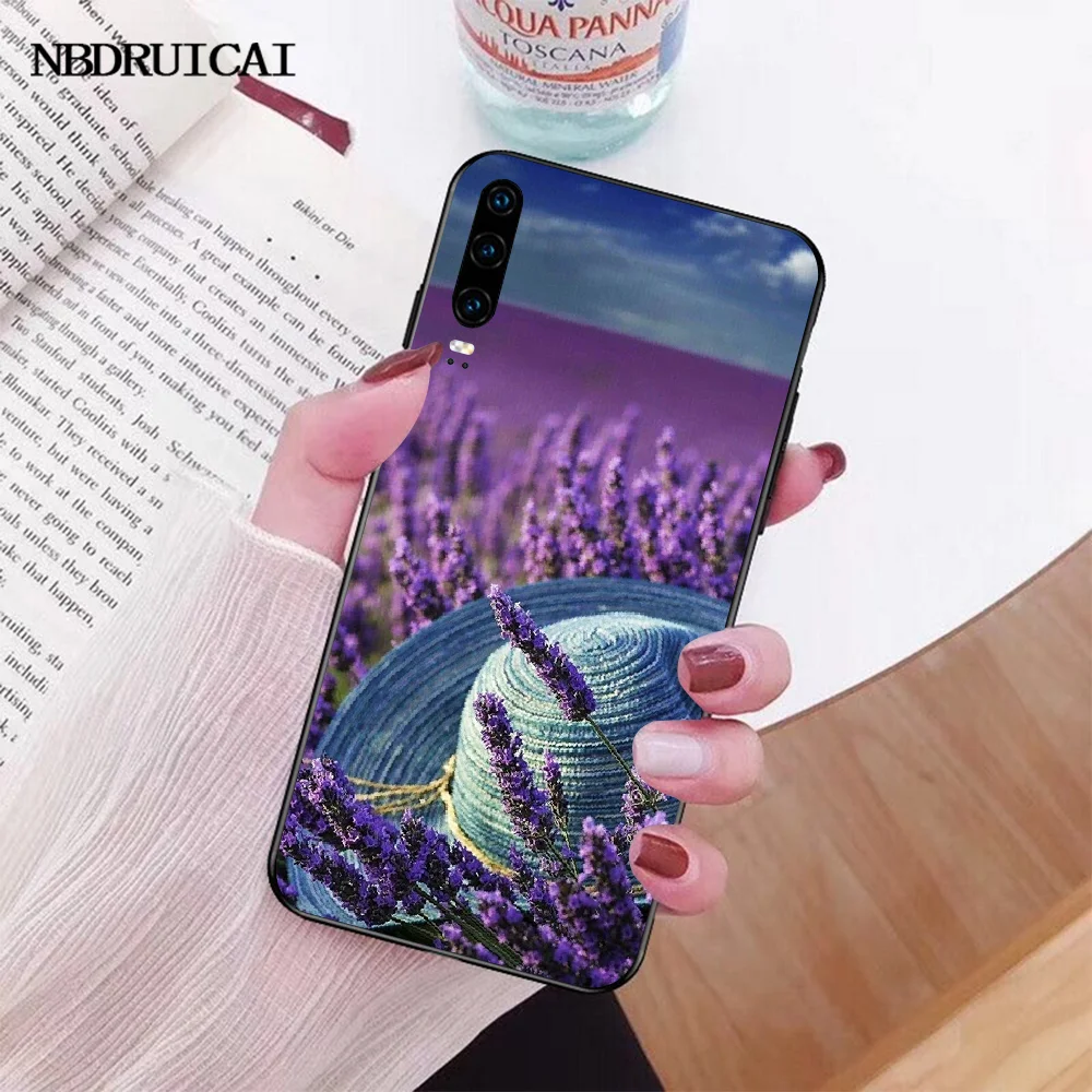 Мягкий черный чехол для телефона NBDRUICAI с лавандой и фиолетовыми цветами Huawei Honor 20