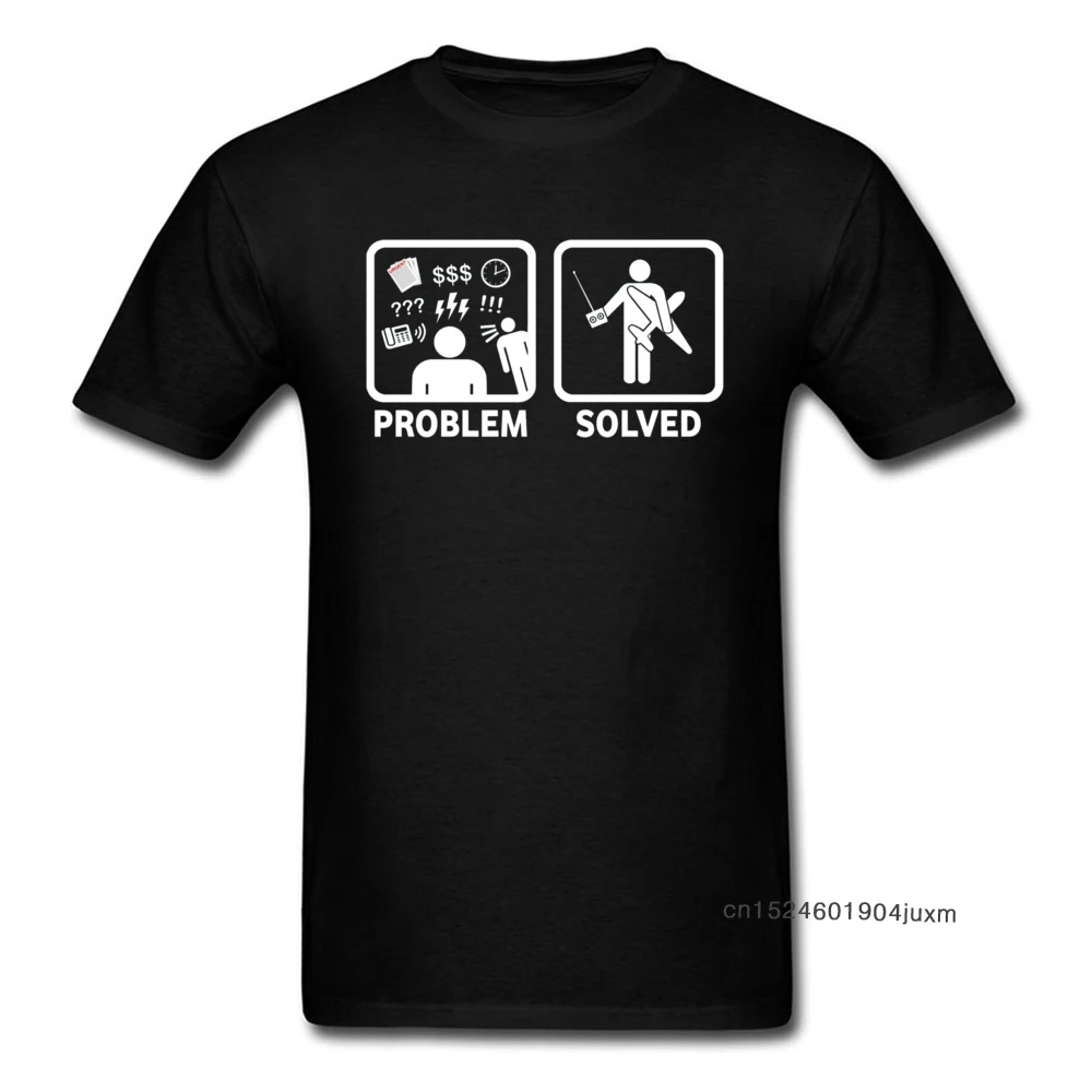 

Funny T-shirt Men Tshirt RC Radio Controlled Planes Problem Solved Comics T Shirt 100% Cotton Black White Tops Busy Life Tees