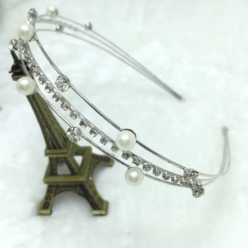 

Fashion Metal Pearls Crystal Hairband Three Layers For Women Hoop Shiny Sweet Girls Hairwear Accessories Hair Elegant L2X2