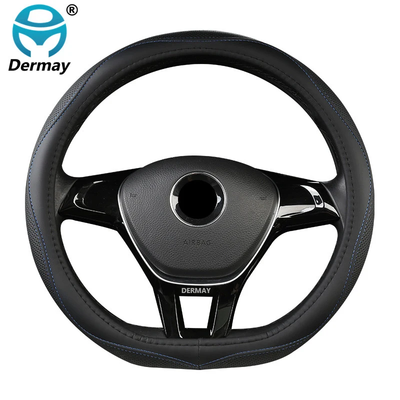 

DERMAY D Shape Car Steering Wheel Cover PU Leather Non-slip for Hyundai Ioniq 2016 2017 2018 2019 2020 Auto Interior Accessorie