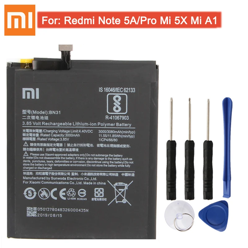 Аккумулятор для телефона XIAO mi BM46 для Xiao mi Red mi Note 3 Note 3 Pro Red mi 3 3S 3X4X3 pro Note 2 Note 5A mi 5X A1 BM47 BN31 BM45 - Цвет: BN31-Redmi note 5A