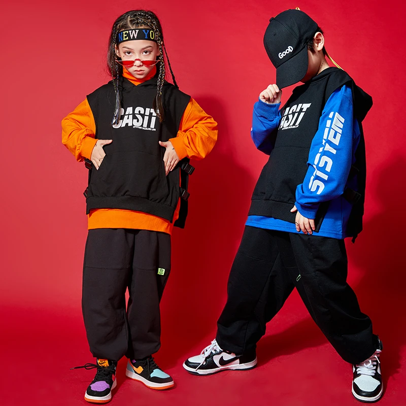 

Kids Hip Hop Clothing Jacket Vest Sweatshirt Top Streetwear Zebra Pants for Singers Girls Boys Show Dance Costume Clothes