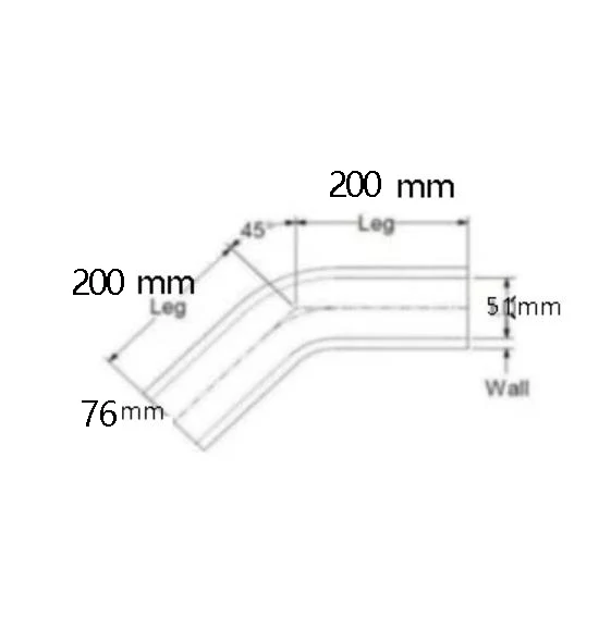 

Силиконовый шланг, 51 мм/76 мм, 45 градусов