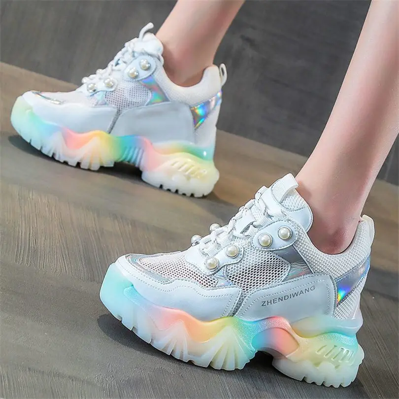 

Summer Fashion Sneaker Women Genuine Leather Platform Wedge Sandals High Heels Pearls Party Boots Oxfords 34 35 36 37 38 39