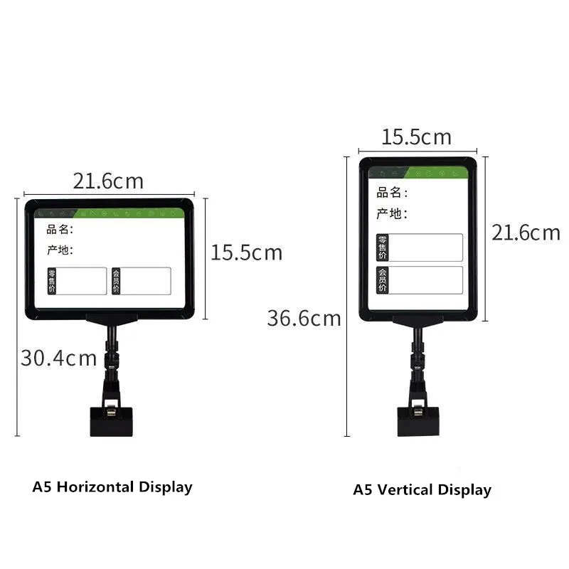 

5 Pieces A5 Promotion Clips Plastic Shelf Price Label Tags Holder Stand Sign Paper Card Ticket Holder Frame