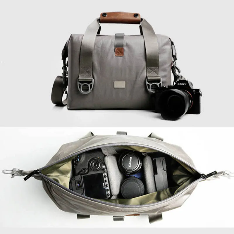 

Roadfisher Large Waterproof Coat Canvas Photography Camera Bag Insert Carry Case Fit Canon Nikon Sony Pentax DSLR Digital SLR