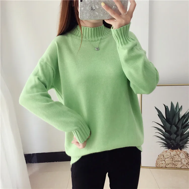 Autumn Winter Women Sweaters Knitting Pullovers Top 2019 Fashion Female Casual Soild Warm Knitted Sweater Woman Jumper | Женская одежда