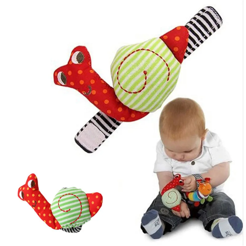 

Cute Newborn Baby Rattle Toy Cartoon Snail Cotton Wrist Strap Soft Infant Plush Hand Bells Kids Intelligence Development Toys