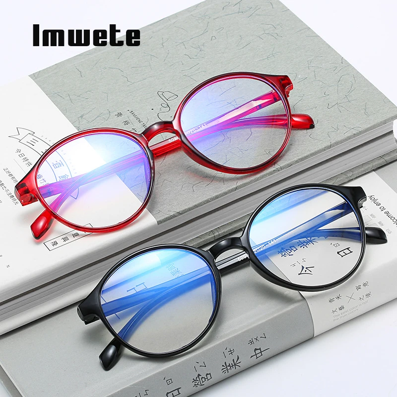 Прозрачная Круглая оправа Imwete для очков женщин и мужчин с защитой от синего света