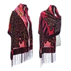 Роскошный бархатный женский шарф-пончо с павлином