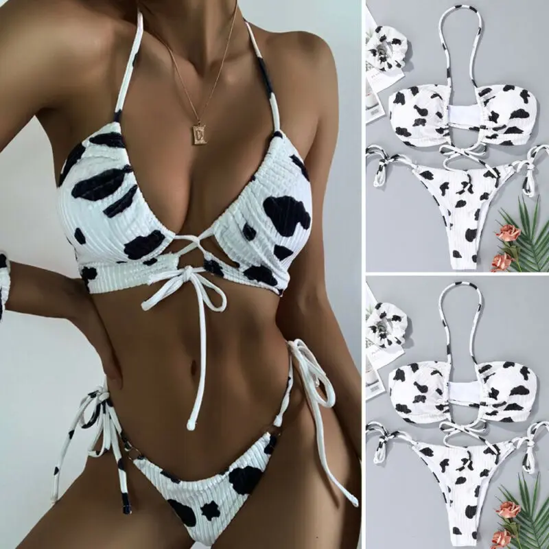 

Swimsuit Women Beach Wear Womens Halter Bikini Set Print Swimwear Summer Tankini SwimsuitsBathing Suit Beachwear